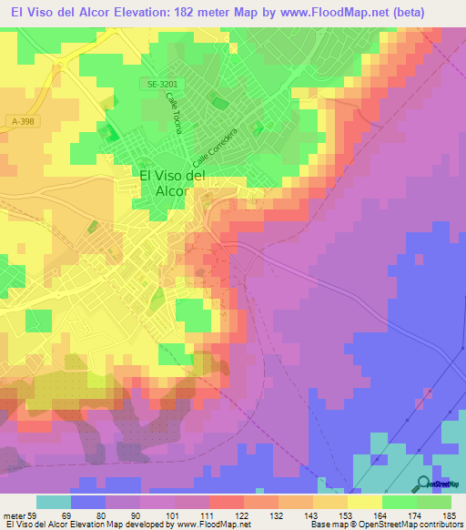 El Viso del Alcor,Spain Elevation Map