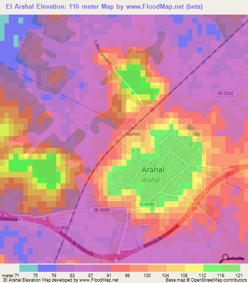 El Arahal,Spain Elevation Map