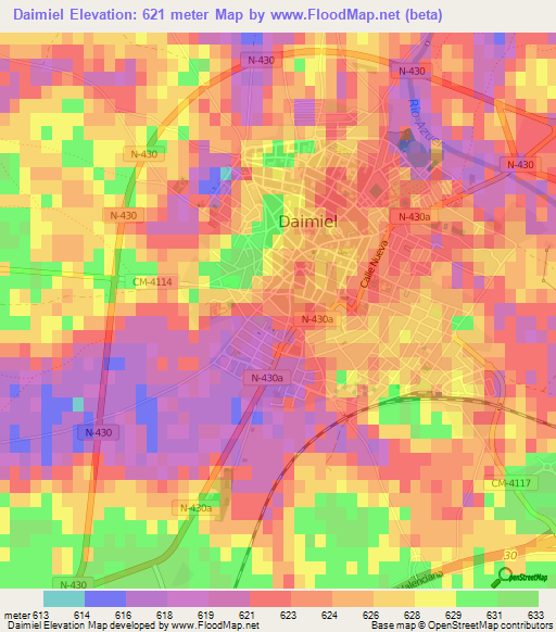 Daimiel,Spain Elevation Map