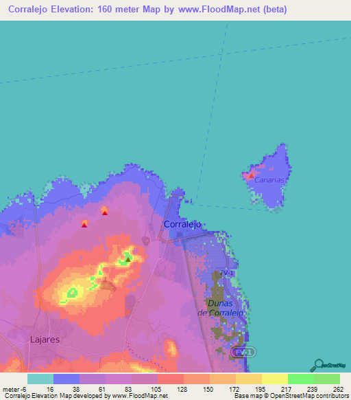 Corralejo,Spain Elevation Map