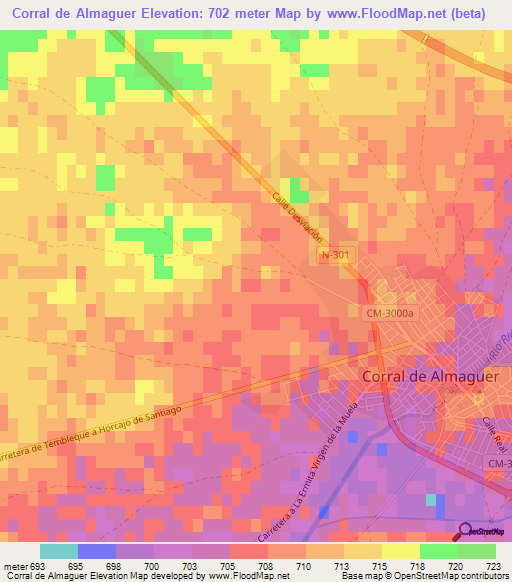 Corral de Almaguer,Spain Elevation Map