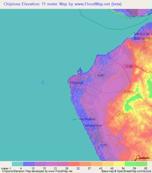 Chipiona,Spain Elevation Map