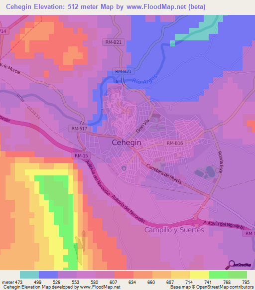 Cehegin,Spain Elevation Map