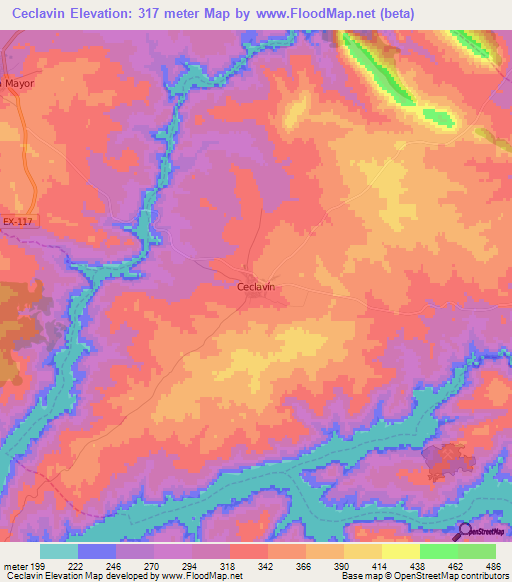 Ceclavin,Spain Elevation Map