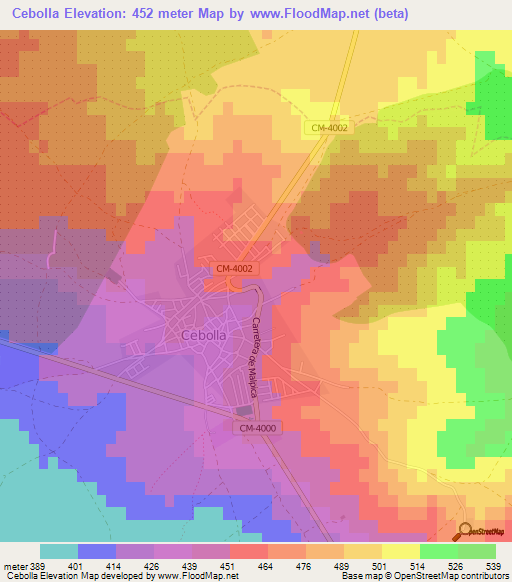 Cebolla,Spain Elevation Map