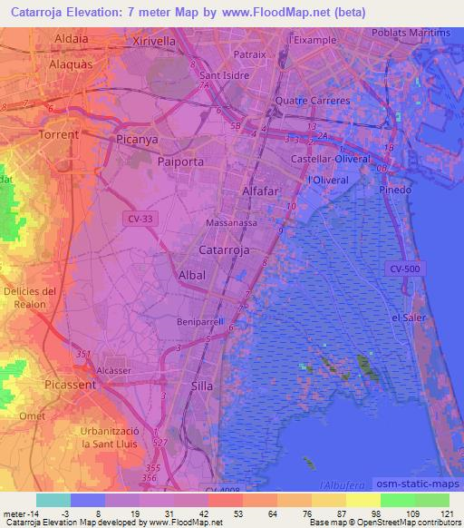 Catarroja,Spain Elevation Map