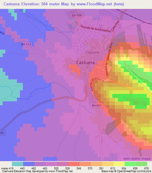 Castuera,Spain Elevation Map