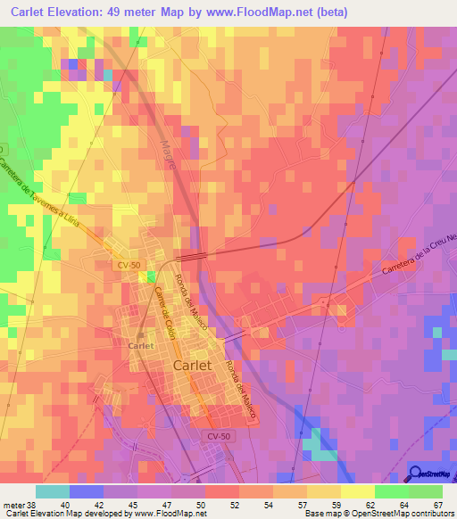 Carlet,Spain Elevation Map