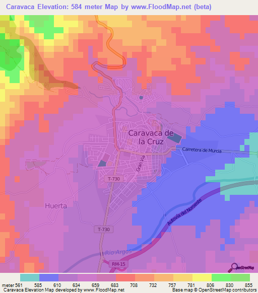 Caravaca,Spain Elevation Map