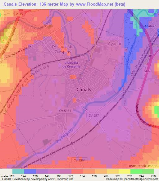 Canals,Spain Elevation Map