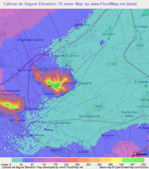 Callosa de Segura,Spain Elevation Map