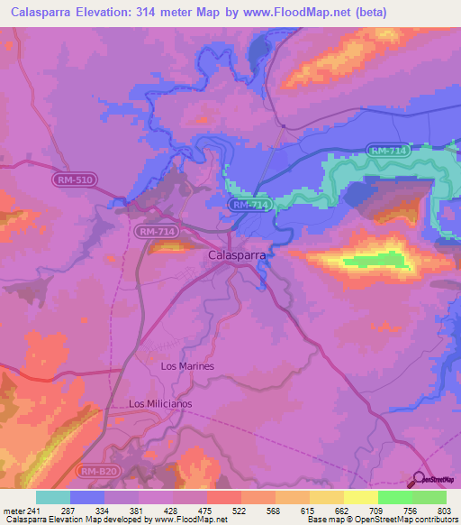 Calasparra,Spain Elevation Map