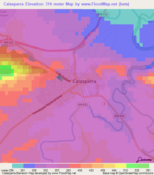 Calasparra,Spain Elevation Map