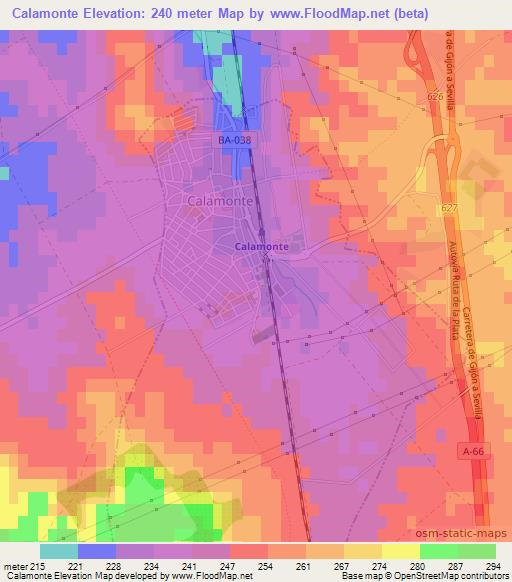 Calamonte,Spain Elevation Map