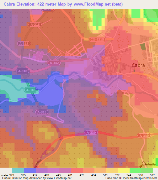 Cabra,Spain Elevation Map