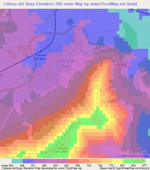 Cabeza del Buey,Spain Elevation Map