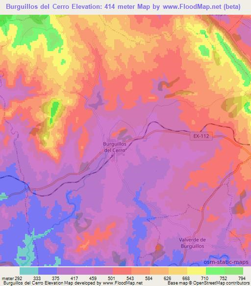 Burguillos del Cerro,Spain Elevation Map