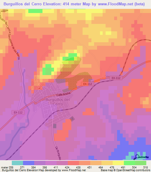 Burguillos del Cerro,Spain Elevation Map