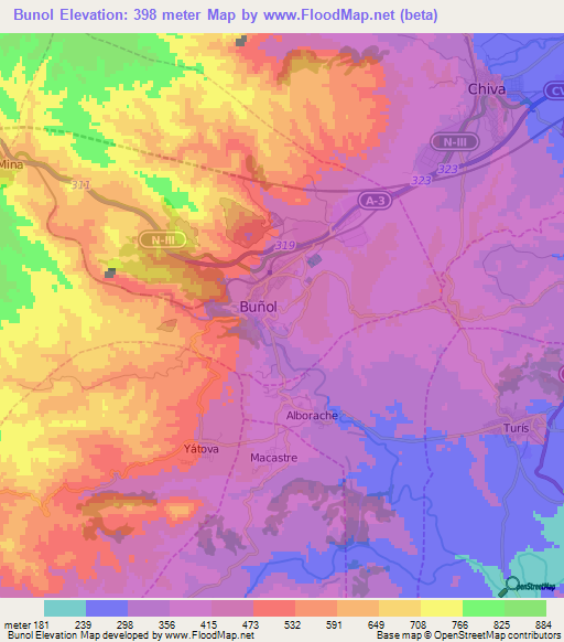 Bunol,Spain Elevation Map