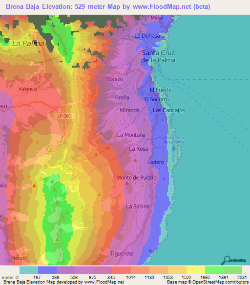 Brena Baja,Spain Elevation Map