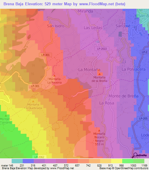 Brena Baja,Spain Elevation Map