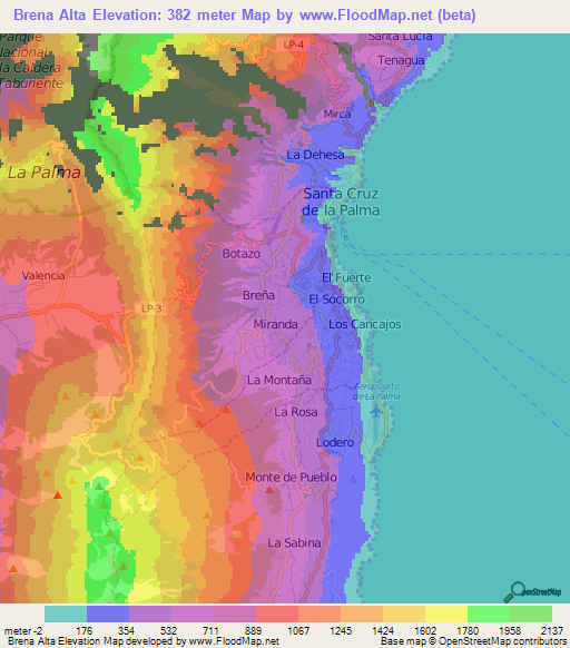 Brena Alta,Spain Elevation Map