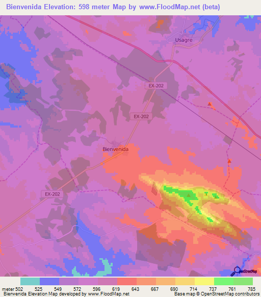 Bienvenida,Spain Elevation Map