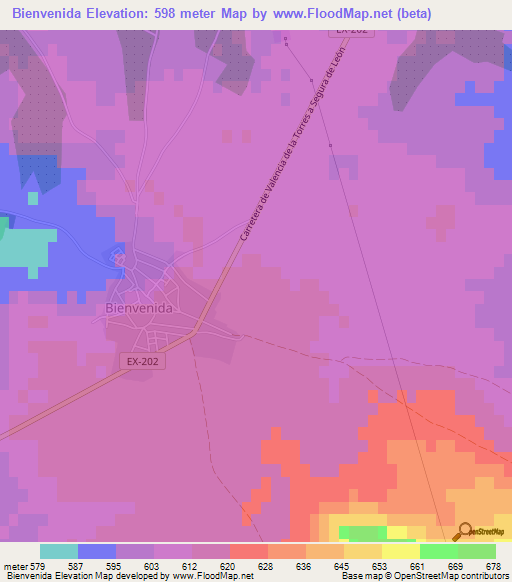 Bienvenida,Spain Elevation Map