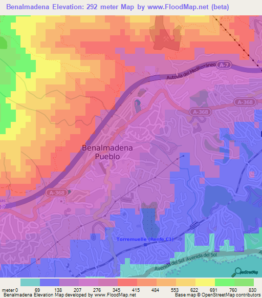 Benalmadena,Spain Elevation Map