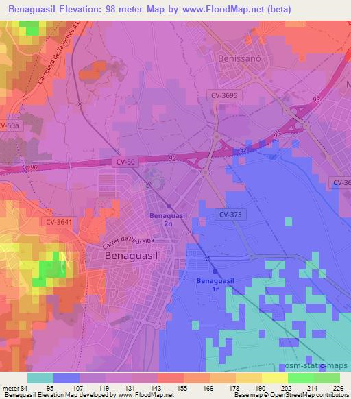 Benaguasil,Spain Elevation Map