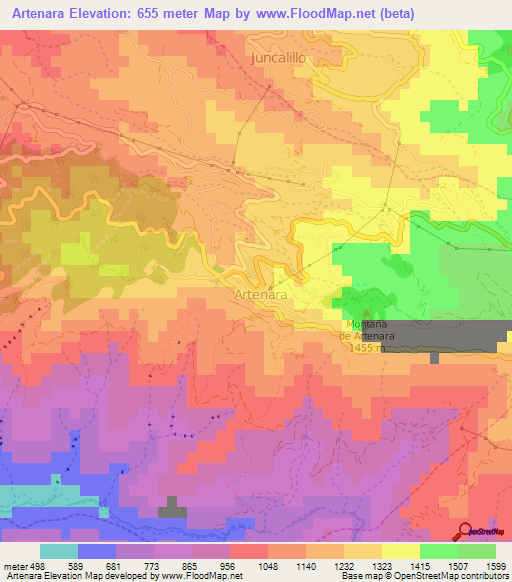 Artenara,Spain Elevation Map