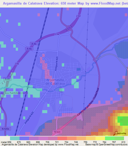 Argamasilla de Calatrava,Spain Elevation Map