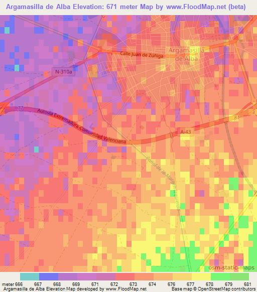 Argamasilla de Alba,Spain Elevation Map