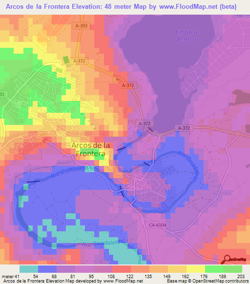 Arcos de la Frontera,Spain Elevation Map