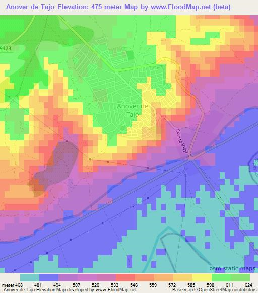 Anover de Tajo,Spain Elevation Map