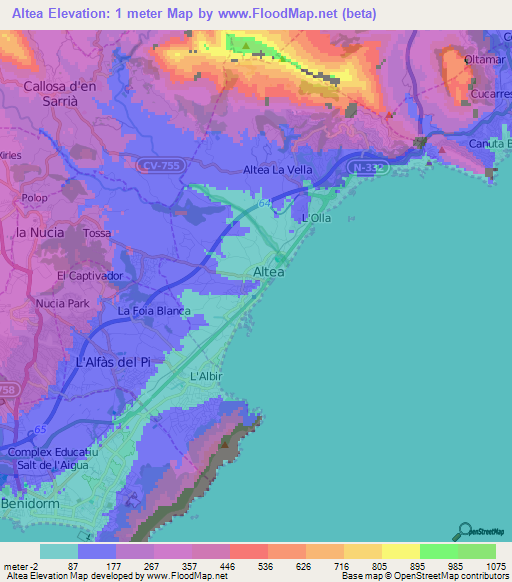 Altea,Spain Elevation Map