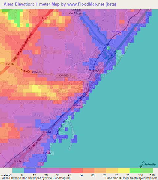 Altea,Spain Elevation Map