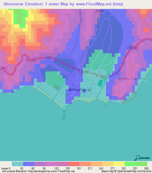 Almunecar,Spain Elevation Map