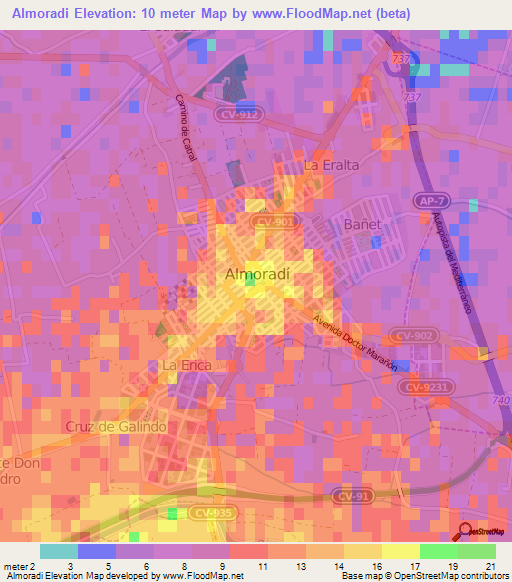 Almoradi,Spain Elevation Map