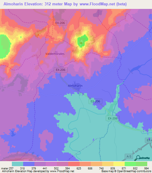 Almoharin,Spain Elevation Map