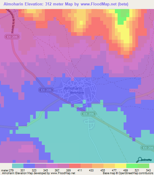 Almoharin,Spain Elevation Map