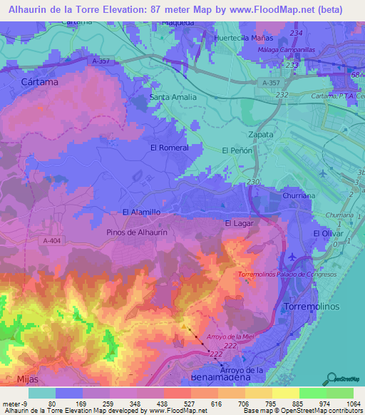Alhaurin de la Torre,Spain Elevation Map