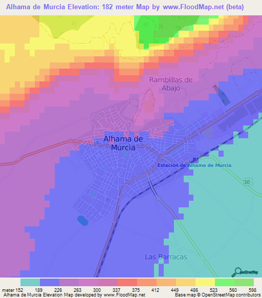 Alhama de Murcia,Spain Elevation Map