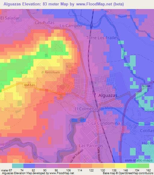 Alguazas,Spain Elevation Map