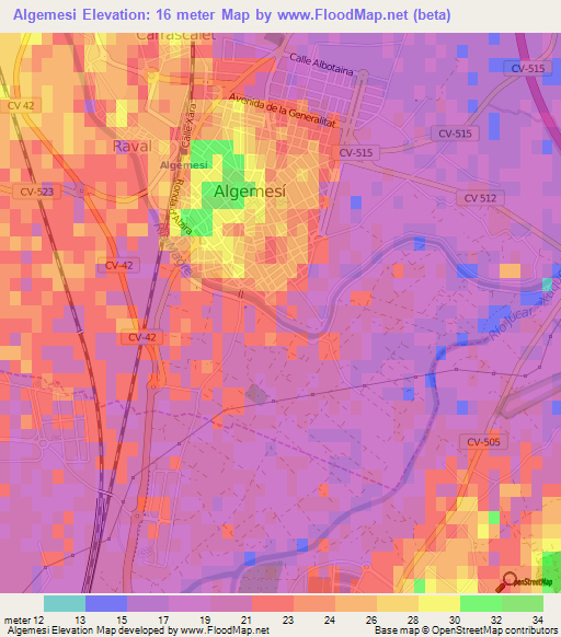 Algemesi,Spain Elevation Map