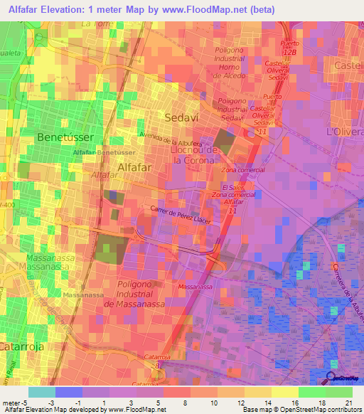 Alfafar,Spain Elevation Map