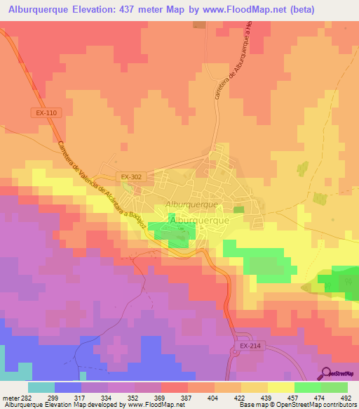 Alburquerque,Spain Elevation Map