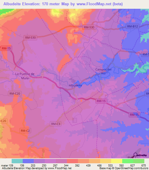 Albudeite,Spain Elevation Map