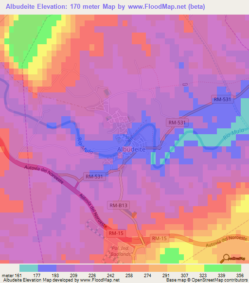 Albudeite,Spain Elevation Map