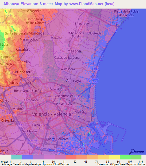 Alboraya,Spain Elevation Map